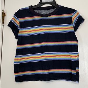 Navy and Rainbow Striped Tee